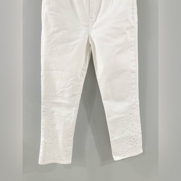 Tory Burch Kiera Straight Leg Embroidered Jeans White Size 27 - Picture 5 of 7